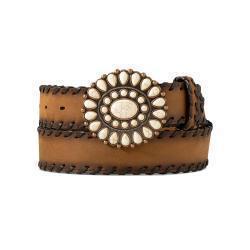 A1567302 ARIAT LADIES BELT SCALLOPED BUCKLE WHIP LACING