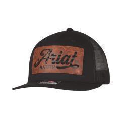 A300086201 ARIAT MENS CAP FAUX LEATHER PATCH BLACH