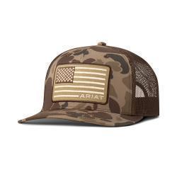 A300089802 ARIAT MENS SNAPBACK CAMO APERICAN FLAG CAP