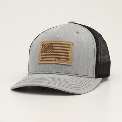A300015906 ARIAT MENS SNAP BACK USA FLAG PATCH GREY CAP