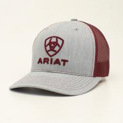 A300012009 ARIAT MENS SB R112 GREY EMBROIDERY BURGUNDY CAP
