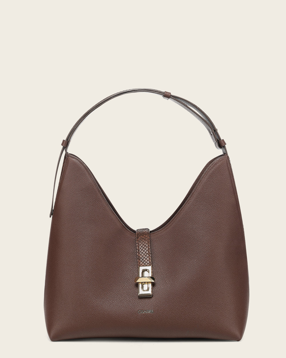 DU833-BG CUADRA CHOCOLATE PYTHON STITCHING BAG