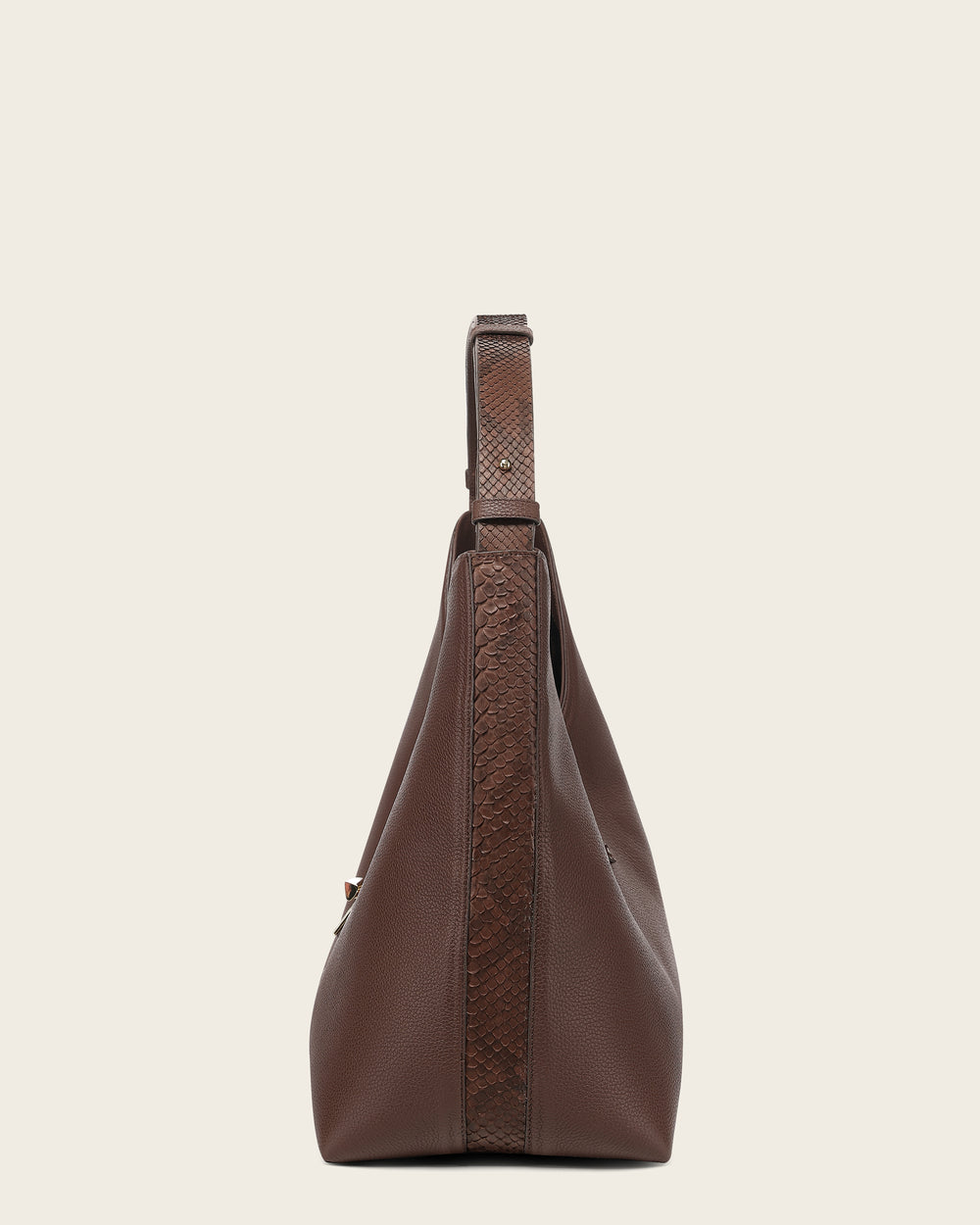 DU833-BG CUADRA CHOCOLATE PYTHON STITCHING BAG