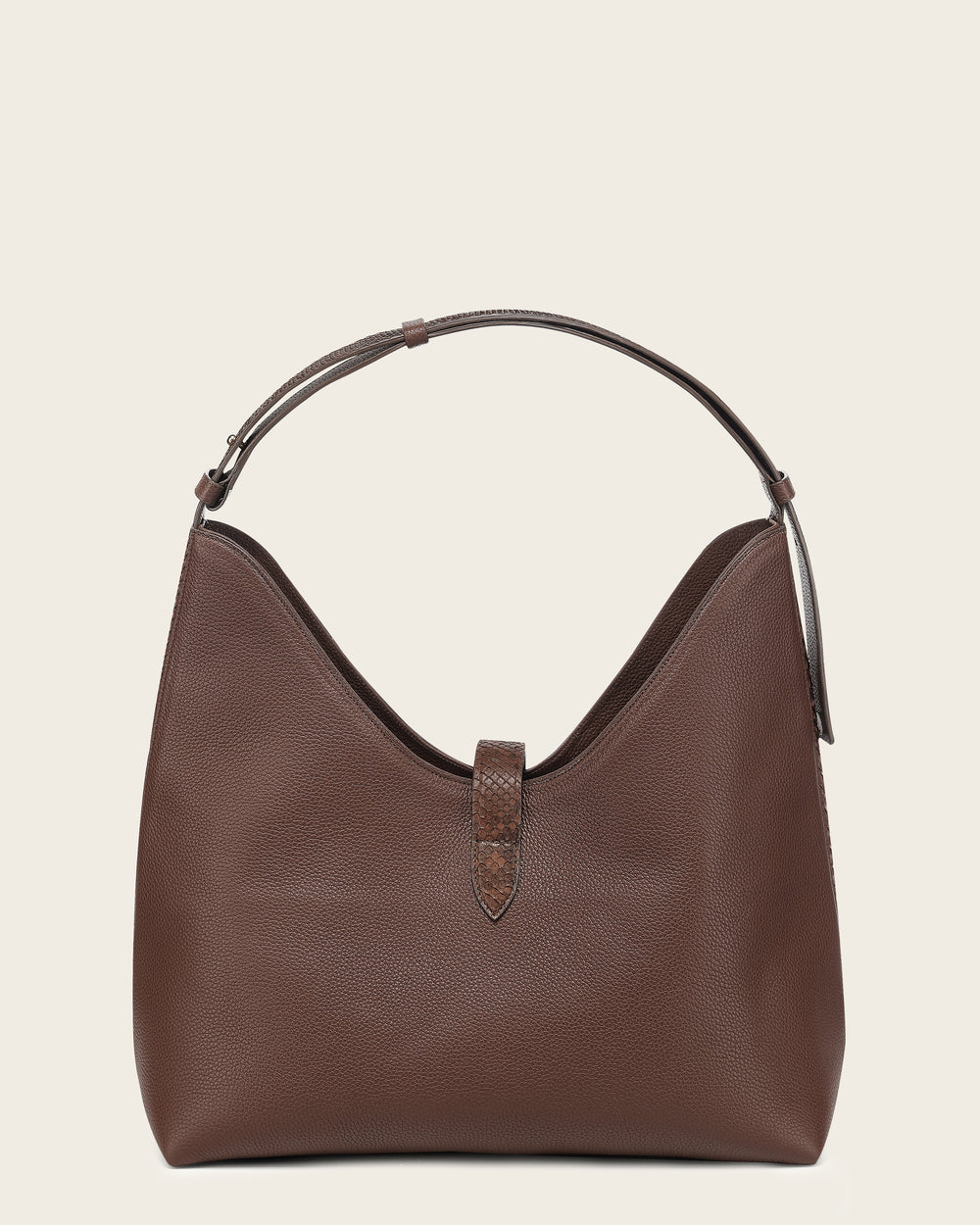 DU833-BG CUADRA CHOCOLATE PYTHON STITCHING BAG