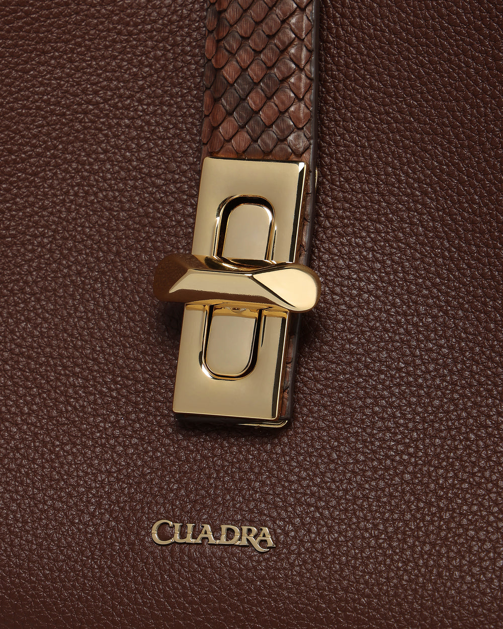 DU833-BG CUADRA CHOCOLATE PYTHON STITCHING BAG