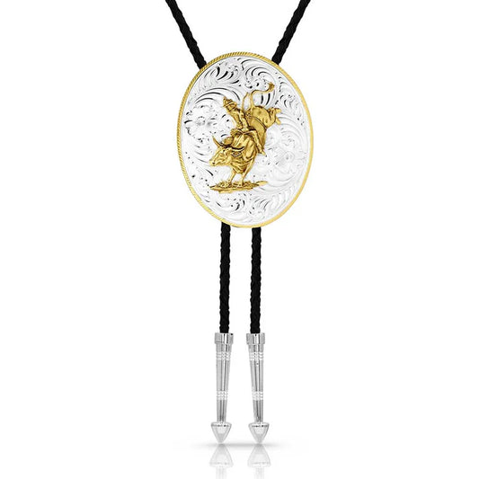 BT5909 MONTANA SILVERSMITHS BT-2T OVAL BULLRIDER BOLO TIE
