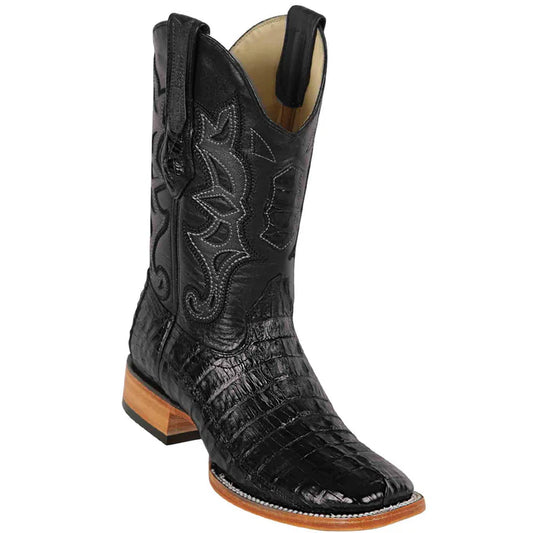 8220105 LOS ALTOS CAIMAN TAIL SQUARE TOE BLACK BOOT
