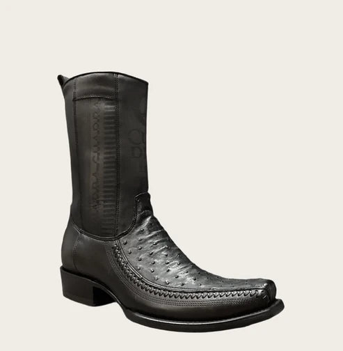 CU802 CUADRA BLACK OSTRICH BOOTS