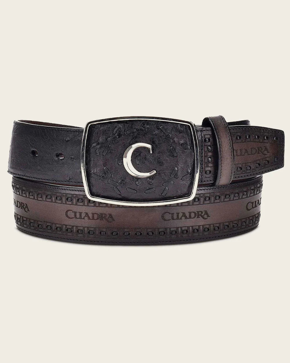 BC205 CUADRA MN BLACK OSTRICH WESTERN BELT