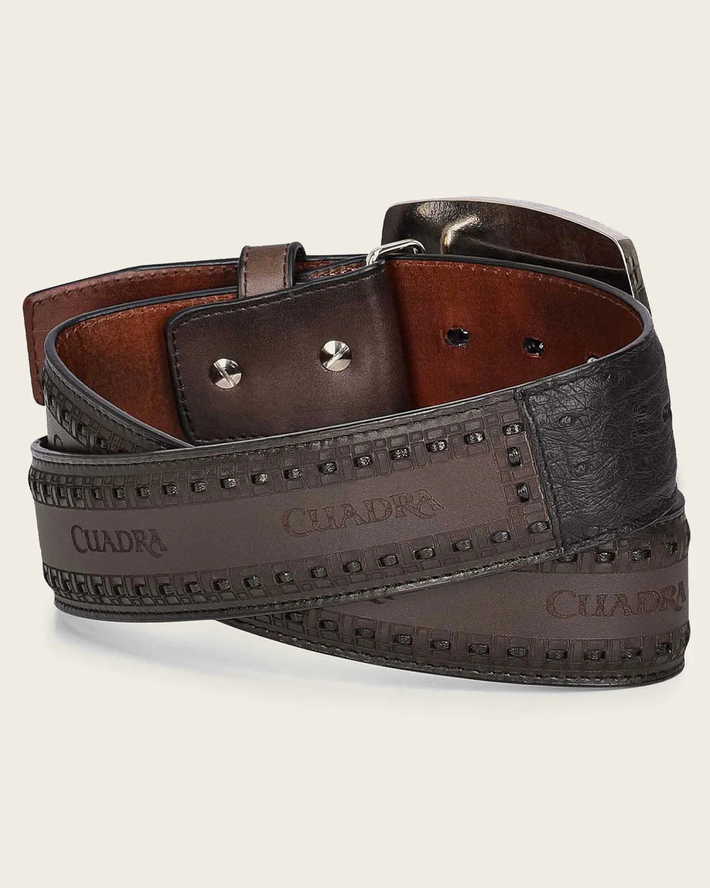 BC205 CUADRA MN BLACK OSTRICH WESTERN BELT
