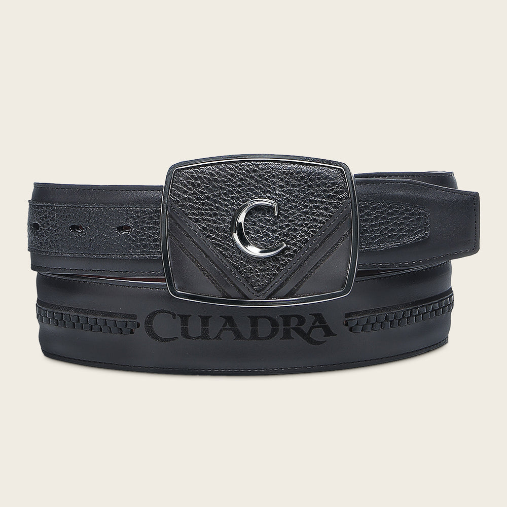 BC404--BELT CUADRA MEN'S BLACK DEER LASER BELT