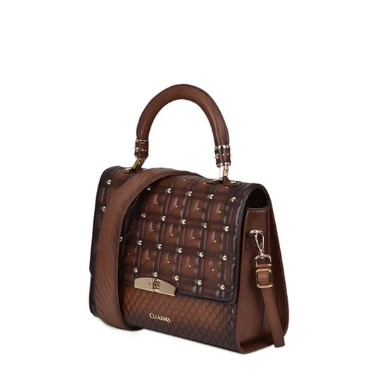 DU406 LD CRYSTALS COGNAC BAG