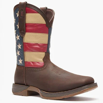 DB5554 DURANGO PATRIOTIC PULL-ON-BROWN/FLAG BOOTS