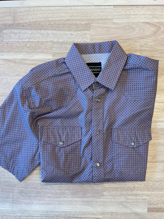 LAM0116 LAMASINI GREY CASUAL SHORTR SLEEVE SHIRT