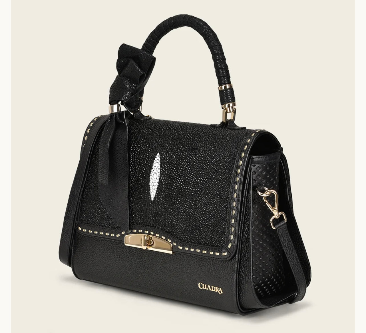 DU831--BG LD BLACK STINGRAY STICHING BAG