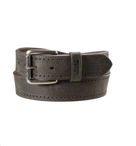A1700334 ARIAT WORK PERFORATED EDGE BELT - DARK BROWN