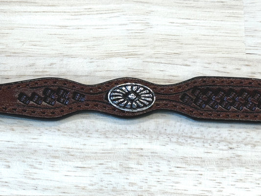 LC-65 BROWN LEATHER HATBAND WITH OVAL CONCHOS