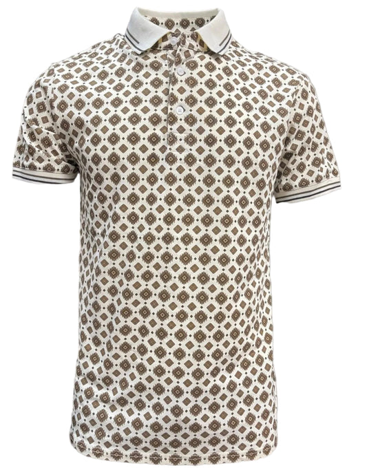 LAM28228 MEN’S SHORT SLEEVE POLO- BEIGE