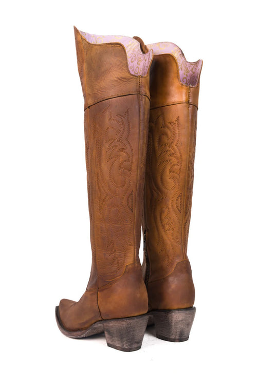 REAMOURM4 ROCK’EM AMOUR KNEE HIGH SNIP TOE COWGIRL BOOT- HAZELNUT