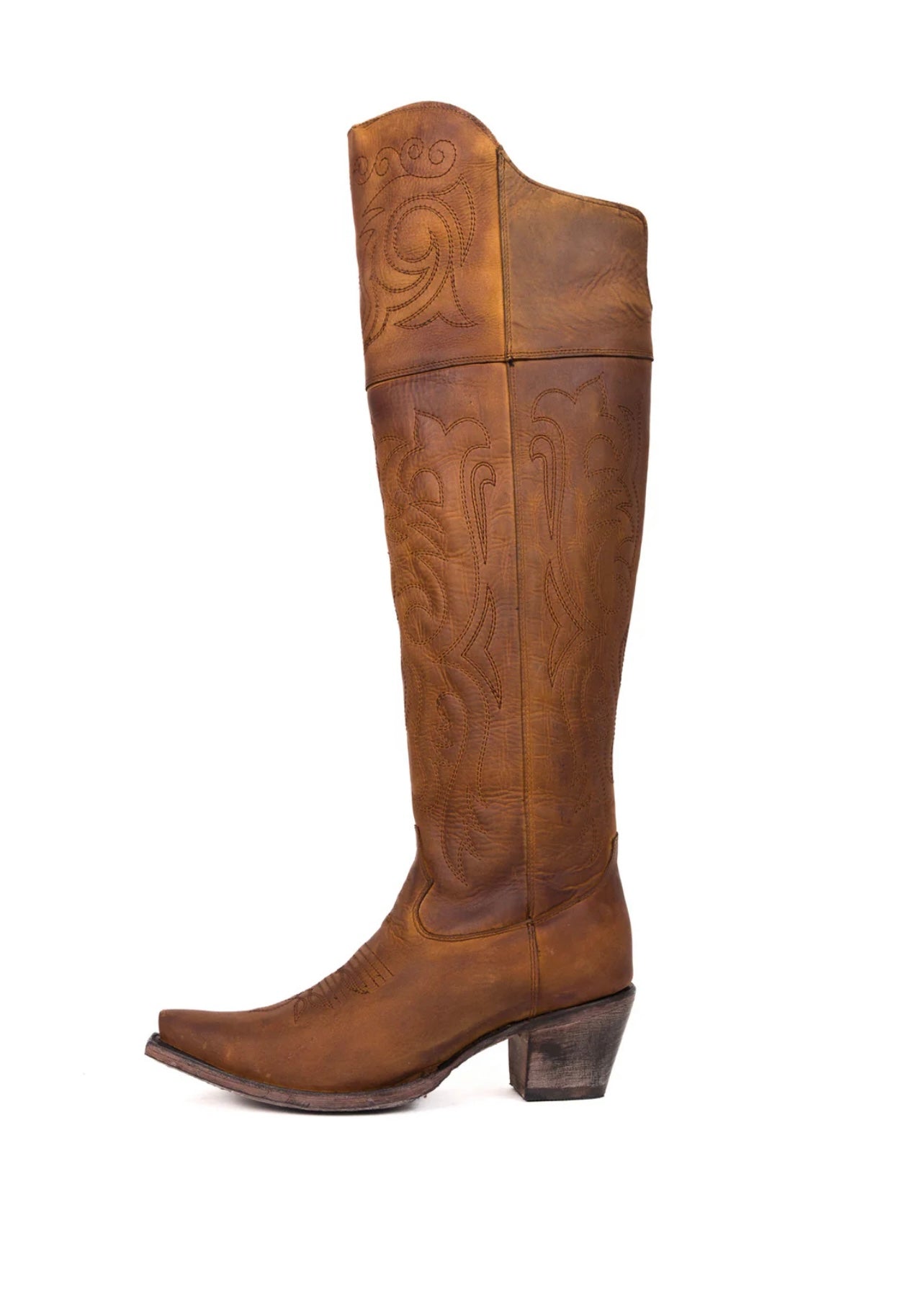 ROCK’EM AMOUR KNEE HIGH SNIP TOE COWGIRL BOOT- HAZELNUT