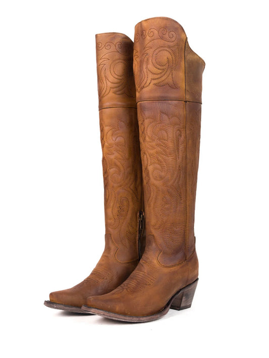 REAMOURM4 ROCK’EM AMOUR KNEE HIGH SNIP TOE COWGIRL BOOT- HAZELNUT