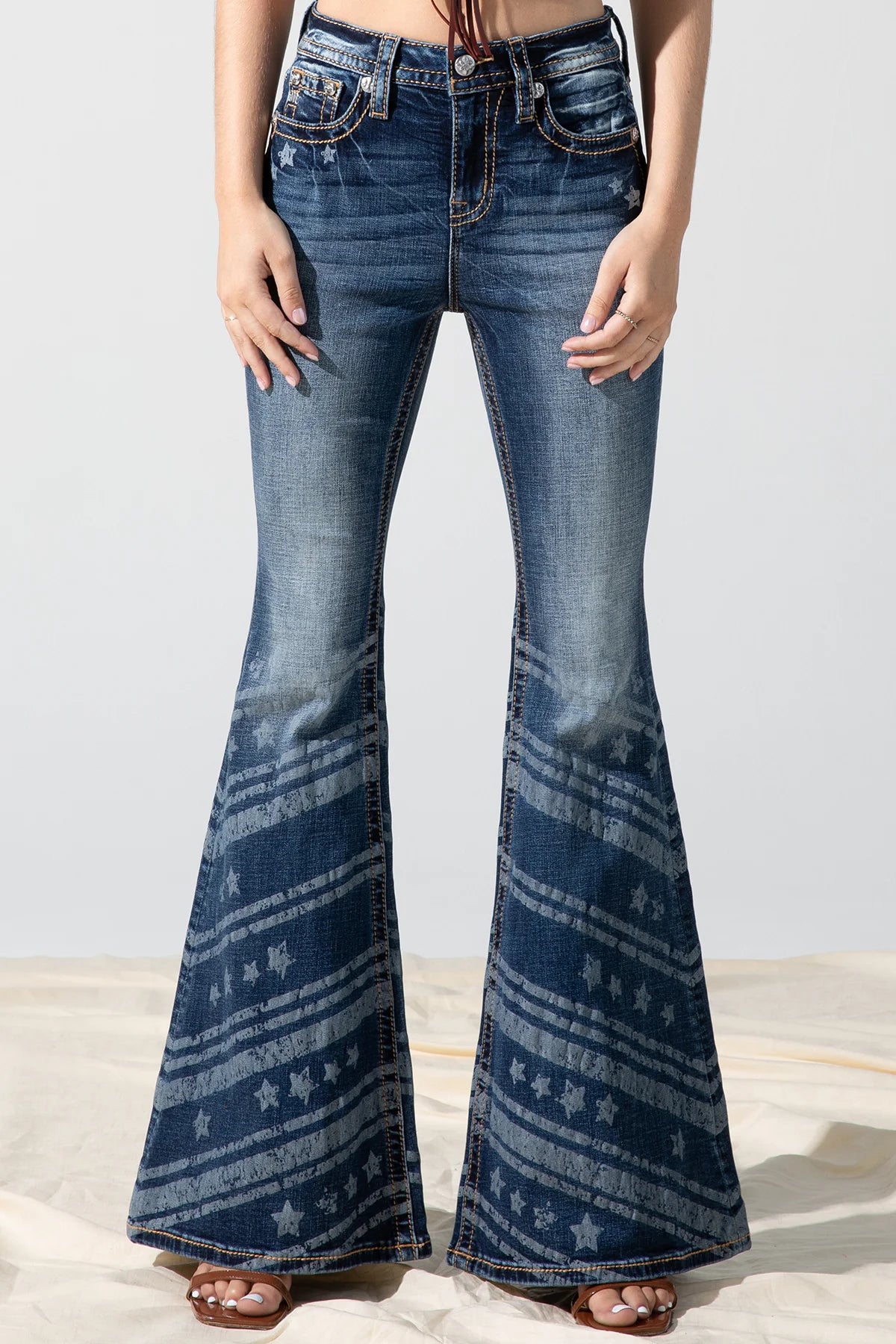 H2305F MISS ME HIGH RISE FLARE JEANS DARK BLUE