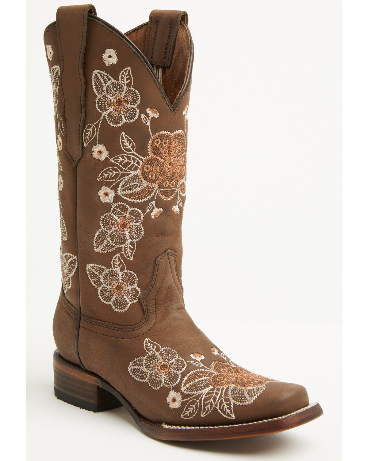 L6238 CIRCLE G FLORAL EMBROIDERY BROWN BOOTS