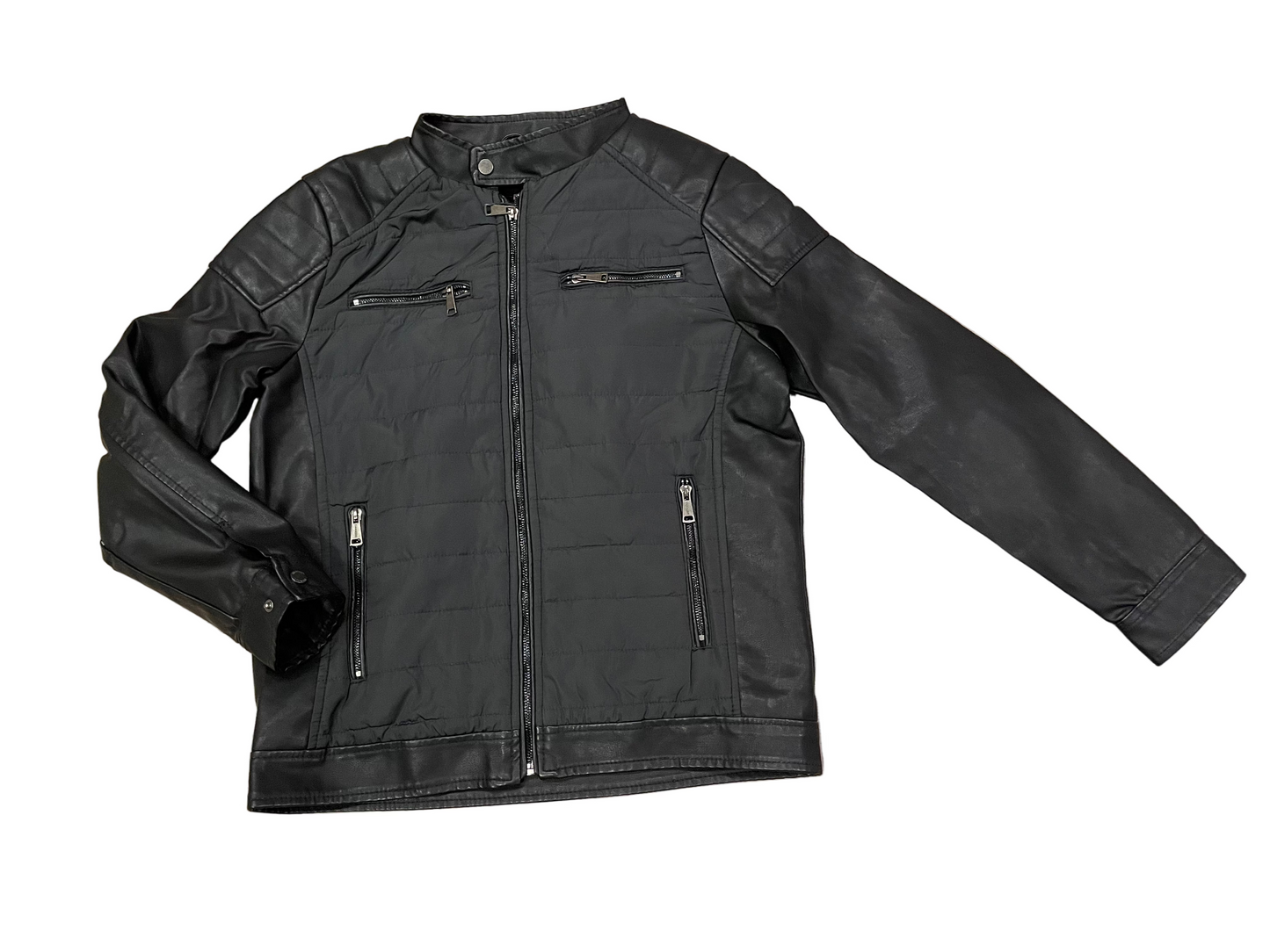 LAM593 LAMASINI PU/NYLON JACKET - BLACK