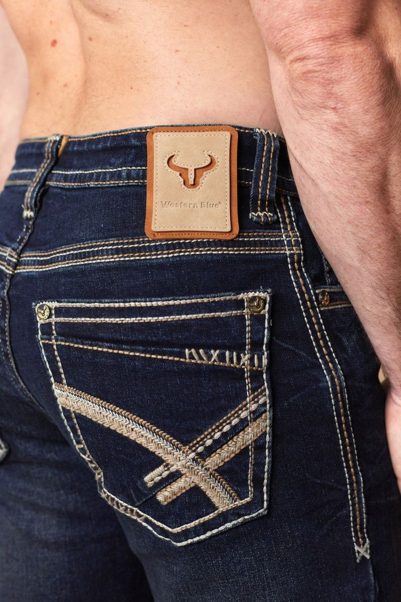 W-487-L34 MEN'S EMBROIDERED MODERN BOOTCUT JEANS
