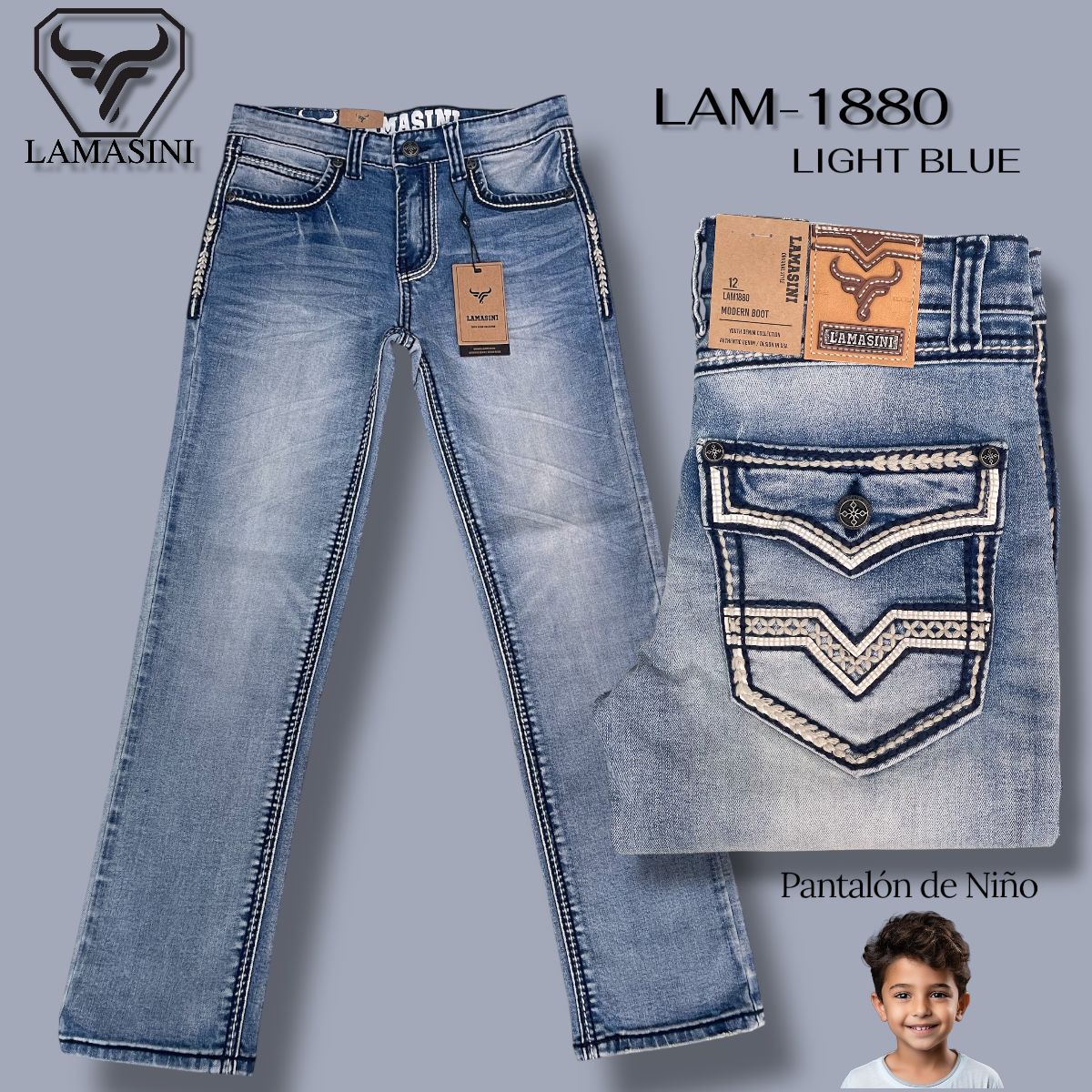 LAM1880 STRETCH JEANS YOUTH- LIGHT BLUE