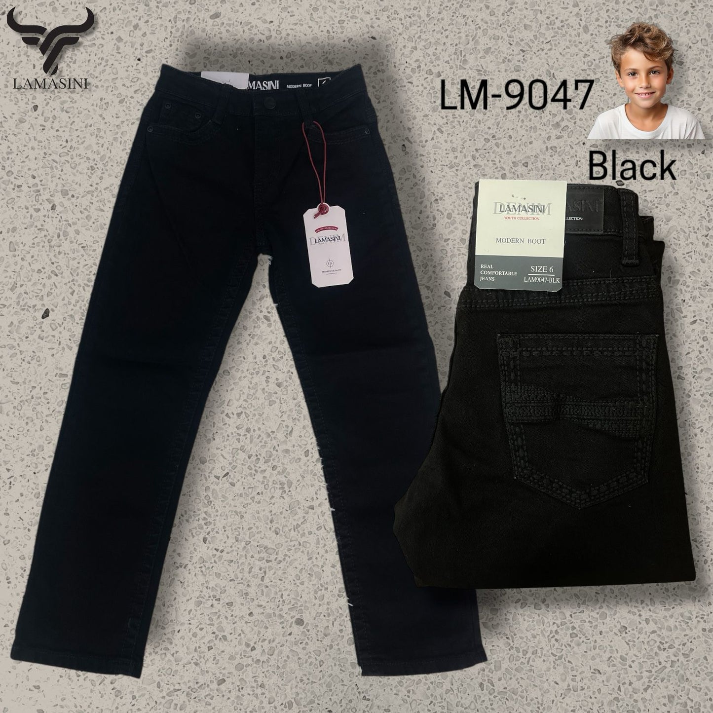 LAM9047 MODERN BOOT JEANS- YOUTH BLACK