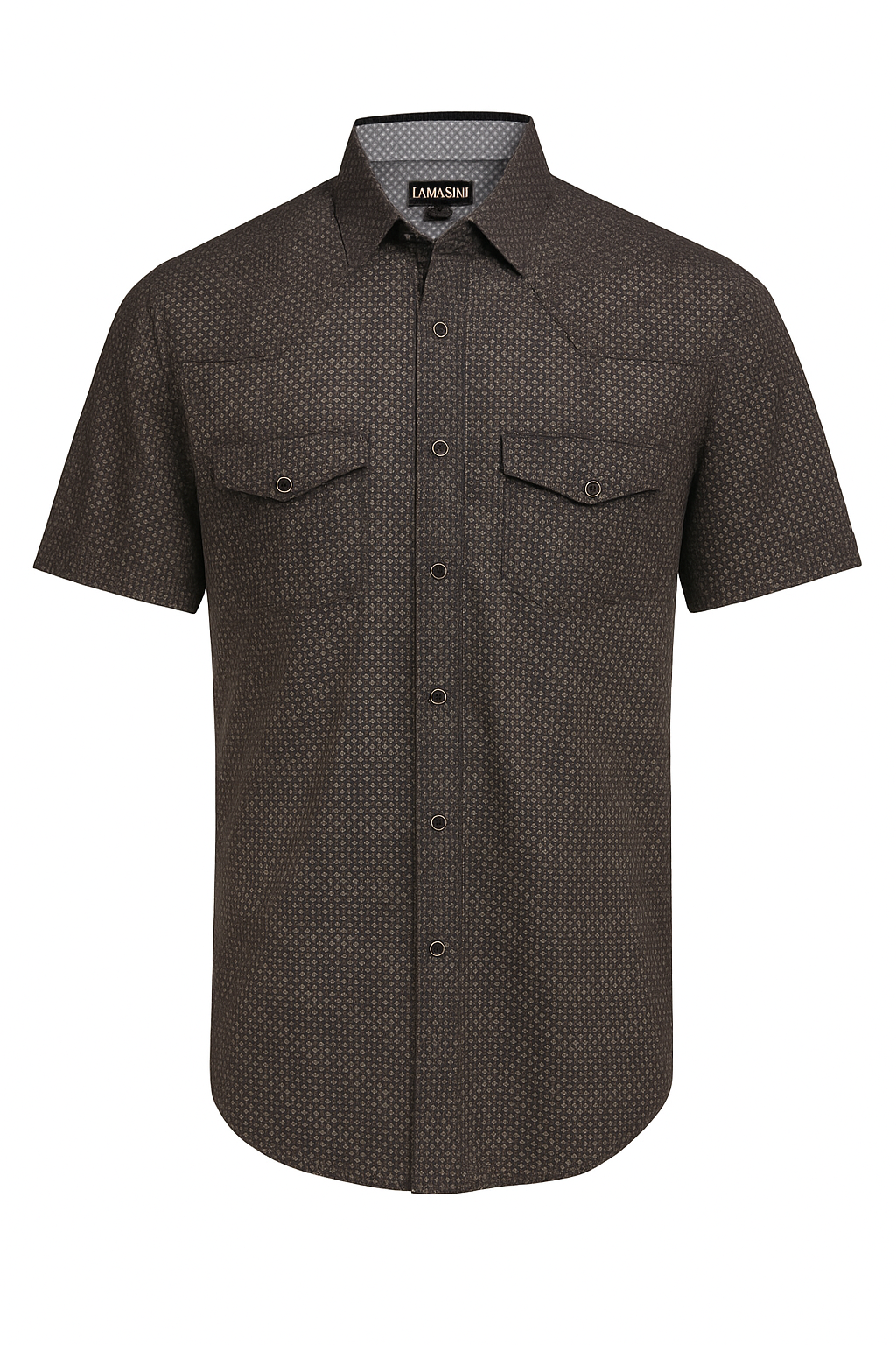 LAM0117 LAMASINI BLACK CASUAL SHORT SLEEVE SHIRT