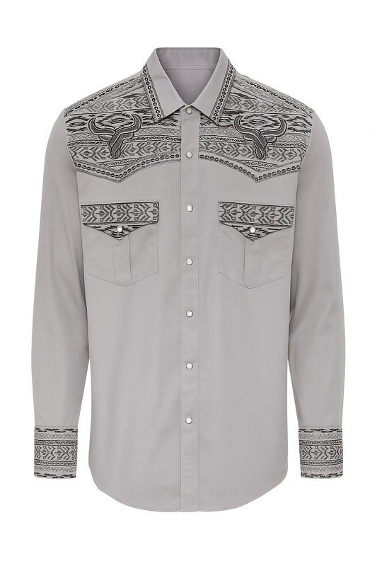 LV2217 LAMASINI LONG SLEEVE COWBOY SHIRT - GREY