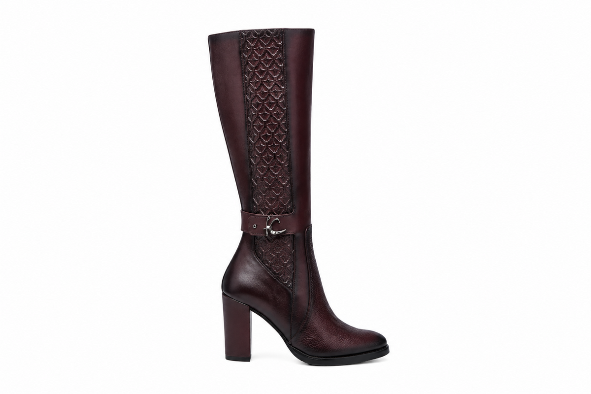 FC979--M CUADRA LADIES BLACK CHERRY ZIPPER ROUND TOE TALL BOOTS