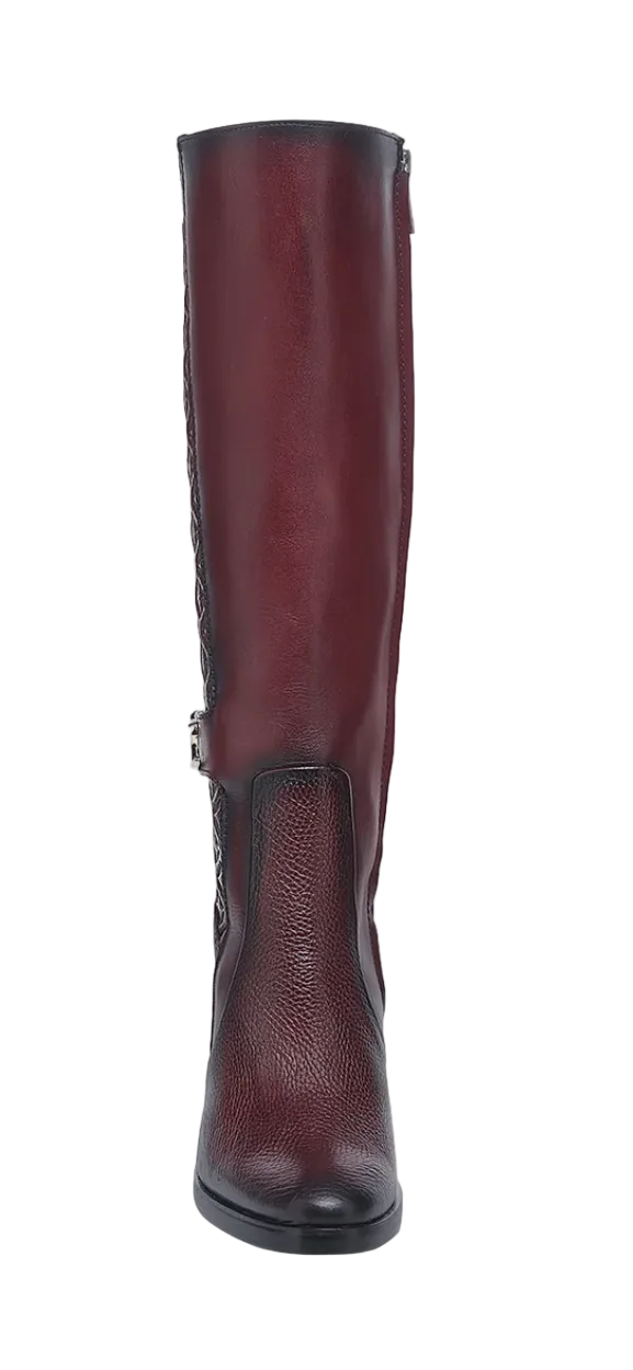 FC979--M CUADRA LADIES BLACK CHERRY ZIPPER ROUND TOE TALL BOOTS