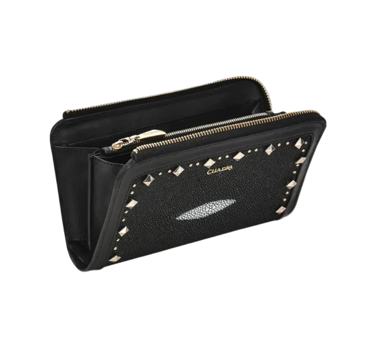 DU437 CUADRA LADIES  BLACK STINGRAY STUDS WALLET