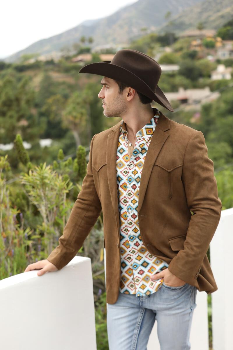 BLZ9447 PLATINI WESTERN BROWN SUEDE BLAZER