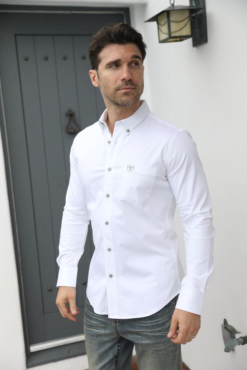 CTL9259 PLATINI MODERN FIT WHITE LONG SLEEVE SHIRT