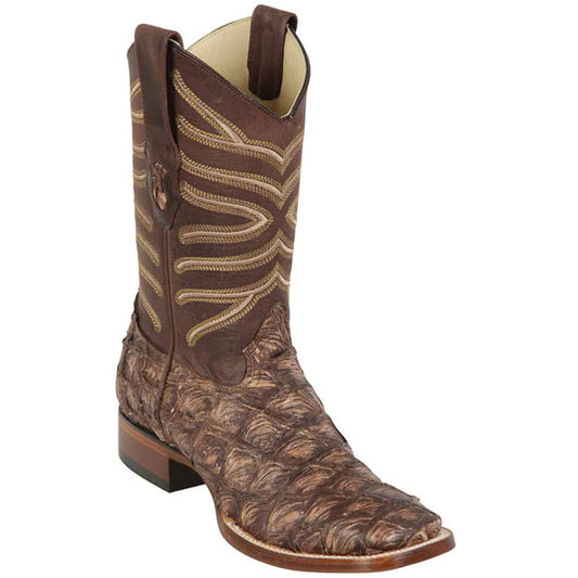 8221007 LOS ALTOS BROWN PIRARUCU SQUARE TOE BOOTS