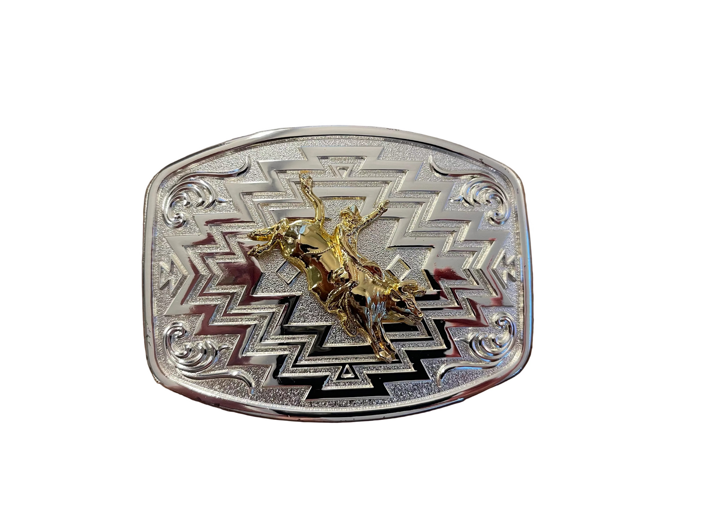 DGR011 DOUBLE G RANCH BELT BUCKLE SILVER/ GOLD RODEO