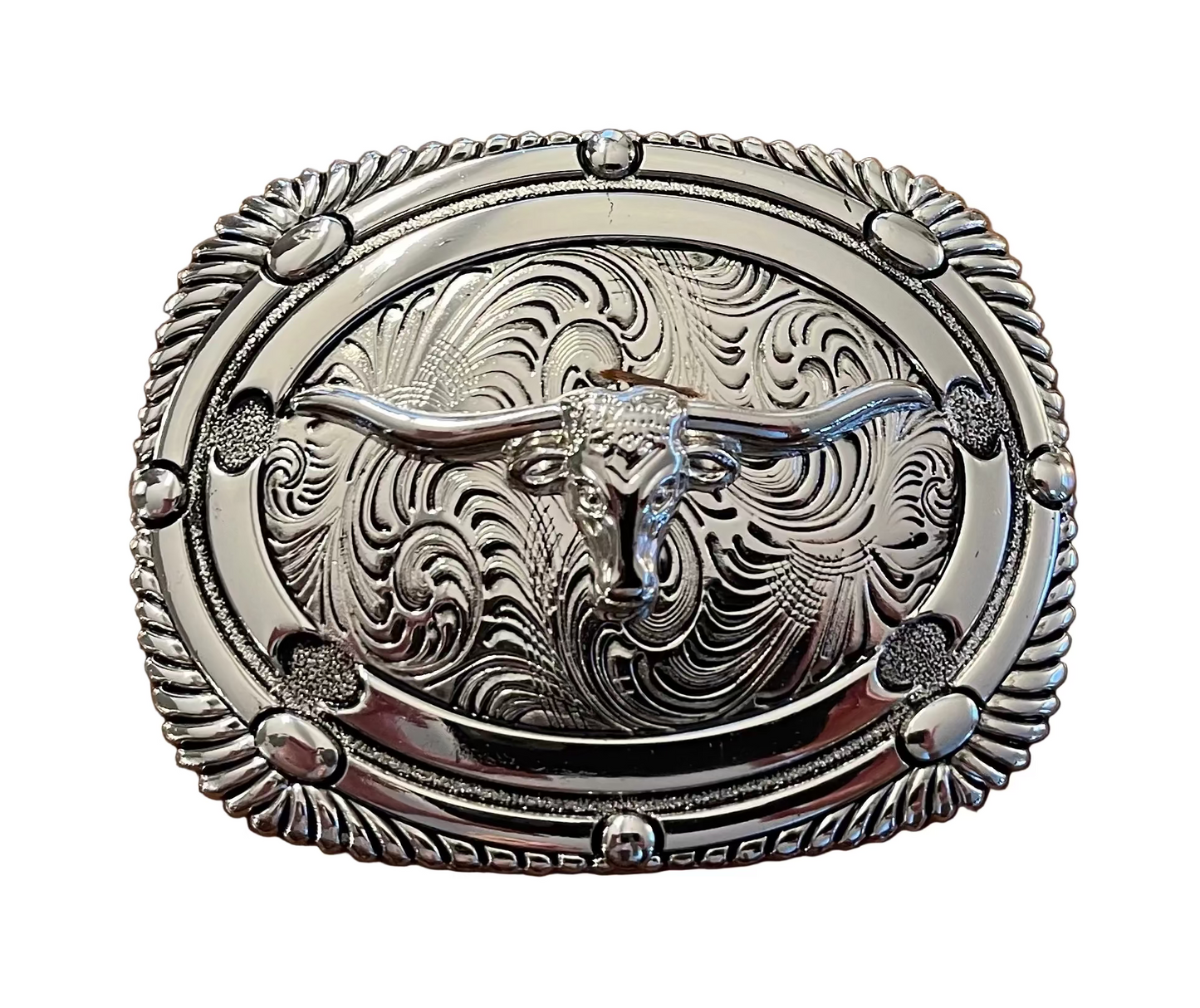 DGR016 DOUBLE G RANCH BELT BUCKLE SILVER BULL