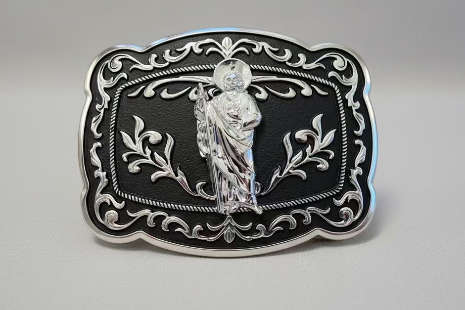 DGR0112 DOUBLE G BELT BUCKLE BLACK\SILVER HOLY