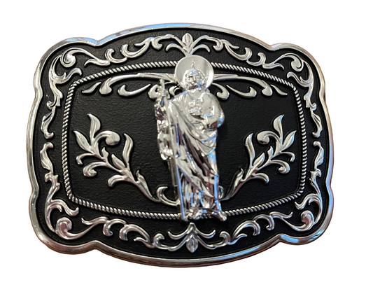 DGR0112 DOUBLE G BELT BUCKLE BLACK\SILVER HOLY