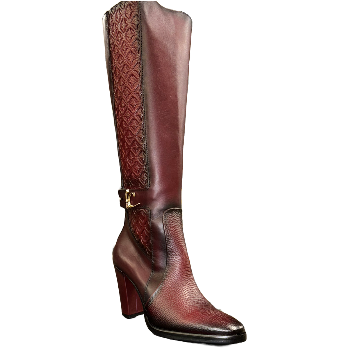 FC979--M CUADRA LADIES BLACK CHERRY ZIPPER ROUND TOE TALL BOOTS