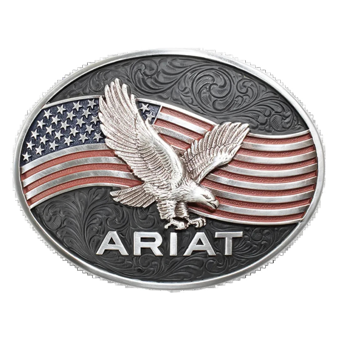 A37067 Ariat Men's Eagle American Flag Oval Belt Buckle