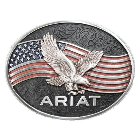 A37067 Ariat Men's Eagle American Flag Oval Belt Buckle