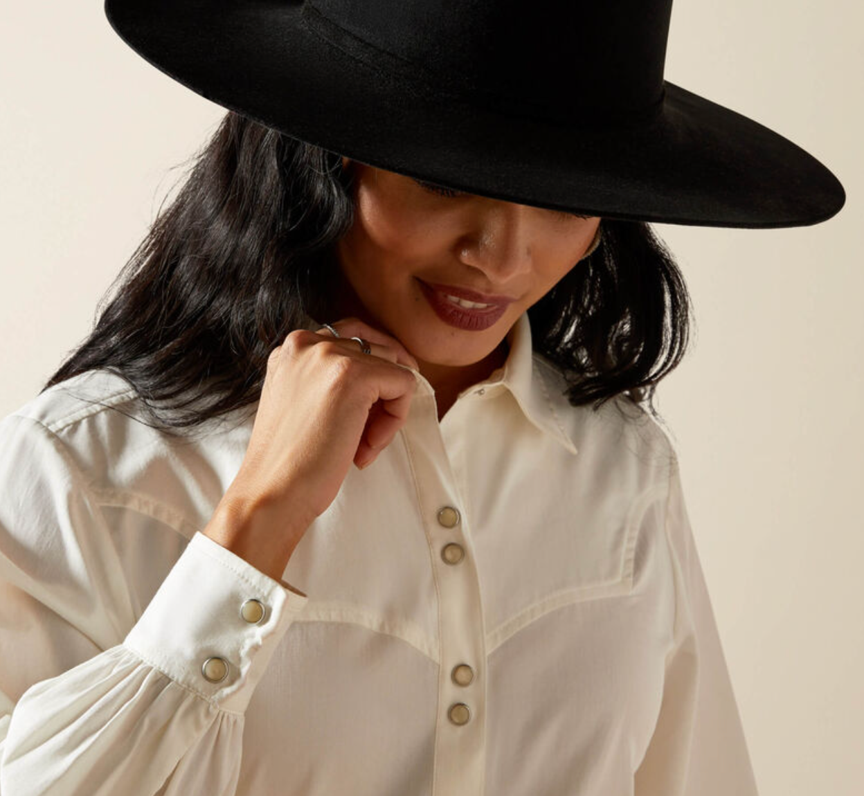 10065940 ARIAT JOLIE SNAP LONG SLEEVE SHIRT WHITE WOMEN