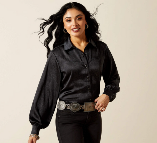 10065941 ARIAT JOLIE SNAP LONG SLEEVE SHIRT BLACK