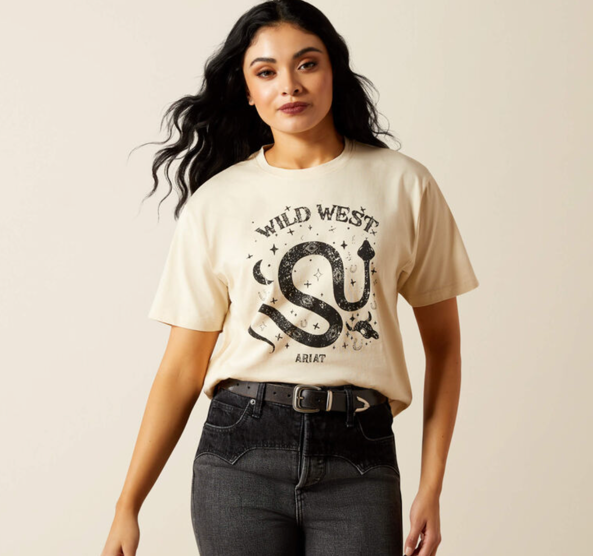 10065943 ARIAT WOMENS INKED T-SHIRT- OYSTER GRAY
