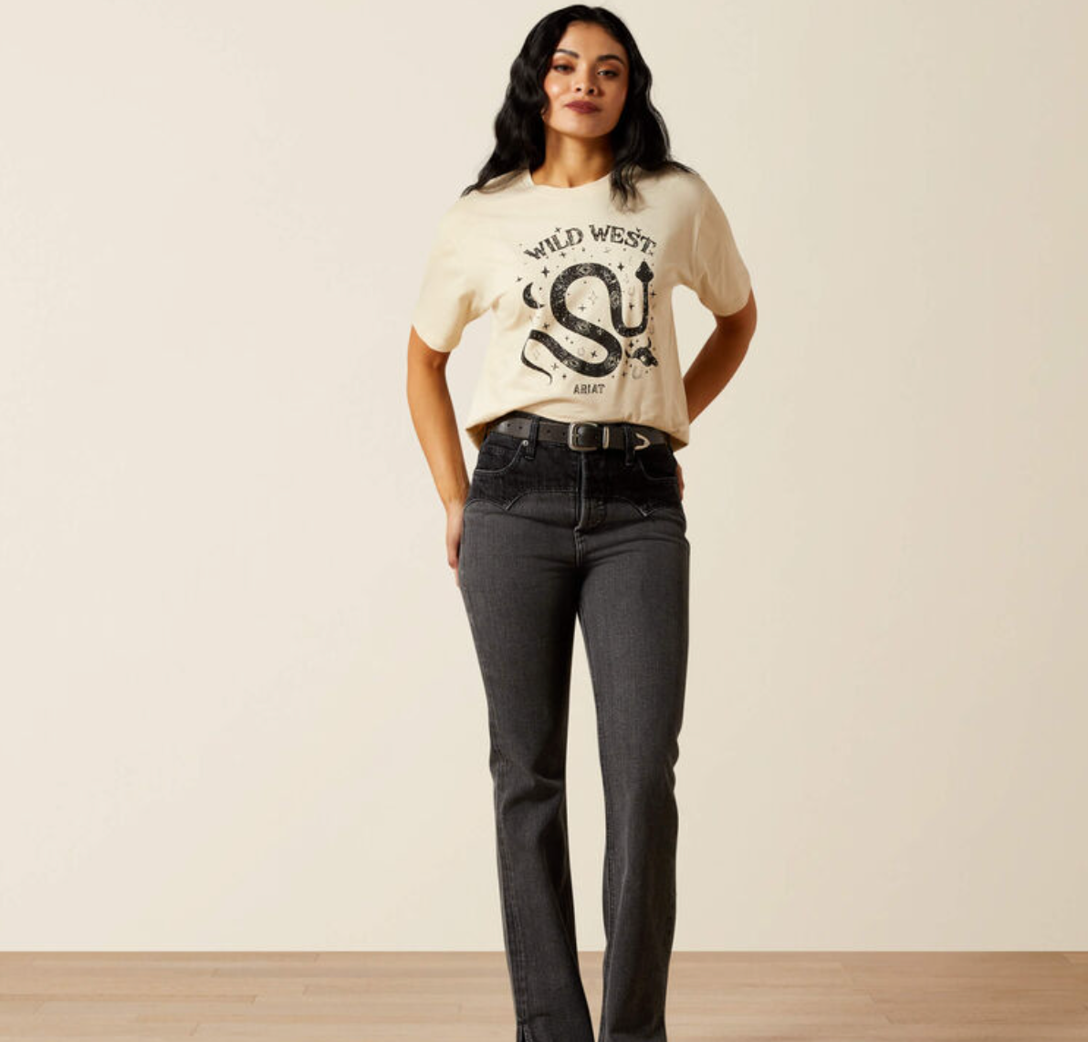 10065943 ARIAT WOMENS INKED T-SHIRT- OYSTER GRAY